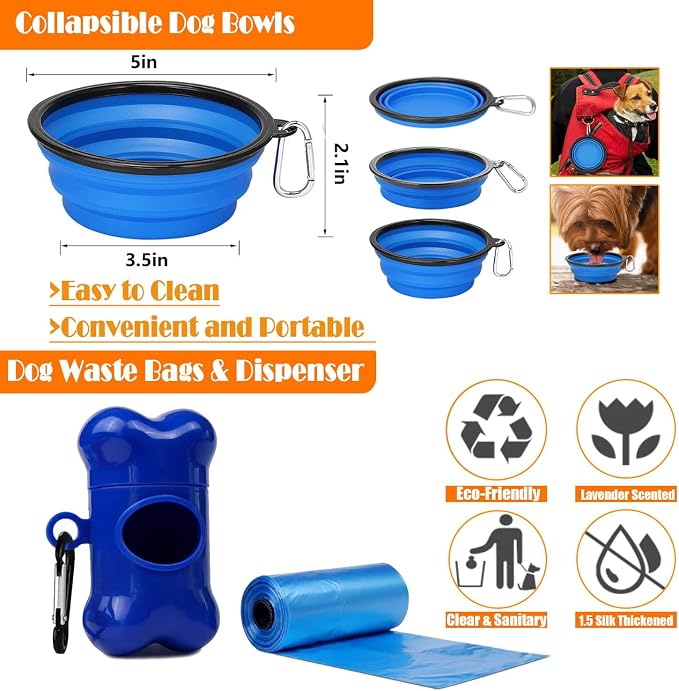 LOBEVE No Pull Dog Harness, Collar & Leash Set with Travel Accessories | Includes Dog Seat Belt, Collapsible Bowls & Poop Bag Dispenser. Ideal for Training, Walking, Hiking. Fits Small to Large Dogs - Image 8