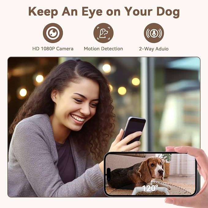 UTCG Automatic Dog Feeder with Camera: 8L/33 Cups 5G WiFi | Timed Food Dispenser for Medium Dogs, 1080P HD Night Vision, Video Recording, 2-Way Audio, APP Control - Image 3