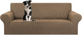 KEKUOU Stretch Oversized Couch Covers for Sofa Slipcover,Camel | 1-Piece Washable Sofa Cover (94"-110") 4-Seater Furniture Protector, Soft Jacquard Non-Slip Elastic Bottom for Dogs & Kids by KEKUOU