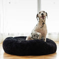 HACHIKITTY Calming Donut Cuddler Dog Bed, Round Fluffy Pet Bed for Large Dogs,Washable, Large, Black, 30'' by HACHIKITTY