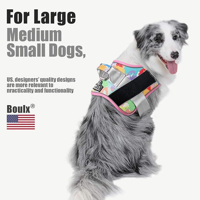 Dog Harness, No-Pull Reflective Dog Vest, Breathable Adjustable Pet Harness with Handle for Outdoor Walking - No More Pulling, Tugging or Choking (Medium (Pack of 1), OilPainting) - Image 4