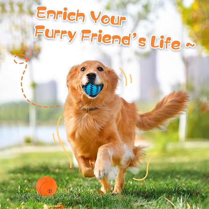 HIPPIH Dog Puzzle Toy 2 Pack, Interactive Dog Toys for Treat Dispensing | Durable Puppy Enrichment Toys, Dog Treat Ball for Teething, Slow Feeder, IQ Training, Blue-2.75'', Orange-3.14'' - Image 7