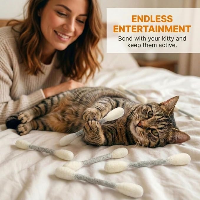 Glaciart One Swabs Cat Toys with Catnip - 6 Pk | Durable for Chew, Cute Cat Toys Interactive Kitty for Boredom, Exercise, & Play | Filled w/Organic Catnip for Anxiety & as Digestive Aid | Gift Idea - Image 5