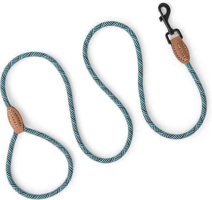 Mile High Life Dog Leash with Genuine Leather-Wrapped Ends, 4/5/6FT | Tangle-Free 360° Swivel Clasp Heavy Duty Rope Leash | Small Medium Large Dogs | Daily Walking (Green, 72 Inch, 1/3") - Image 5
