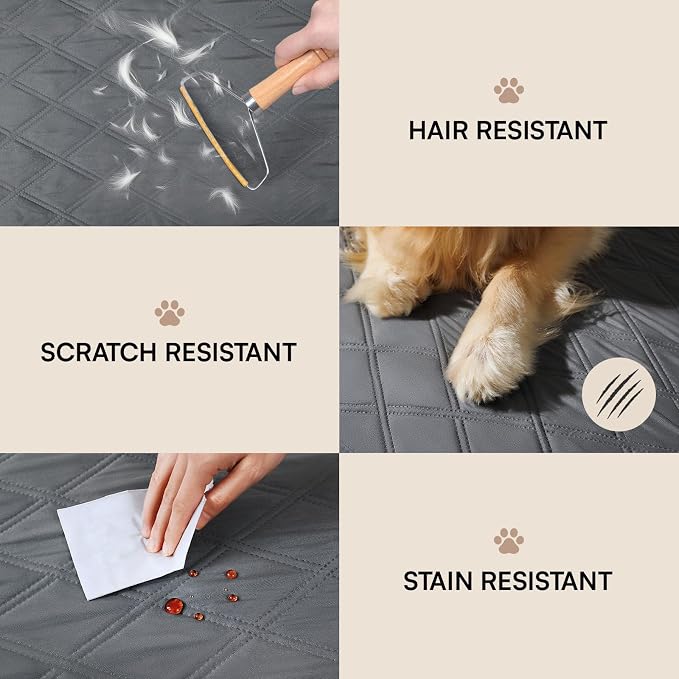 Luciphia Waterproof Couch Cover for Dogs, Non-Slip Pet Sofa Protector | Non-slip waterproof couch cover scratch-resistant machine washable protects sofa bed, Grey, 40" x 50" - Image 5