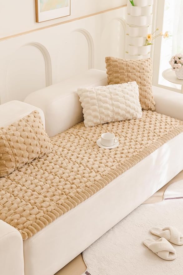 Tiwwie Couch Cover for Dogs Fuzzy Sofa Covers for Pet, Non Slip Sofas Pad | Dog Cover for Couch with Grip Backing, Pet-Friendly Washable Sofa Slipcover Cushion Protector, Pet Dogs Mat - Image 3