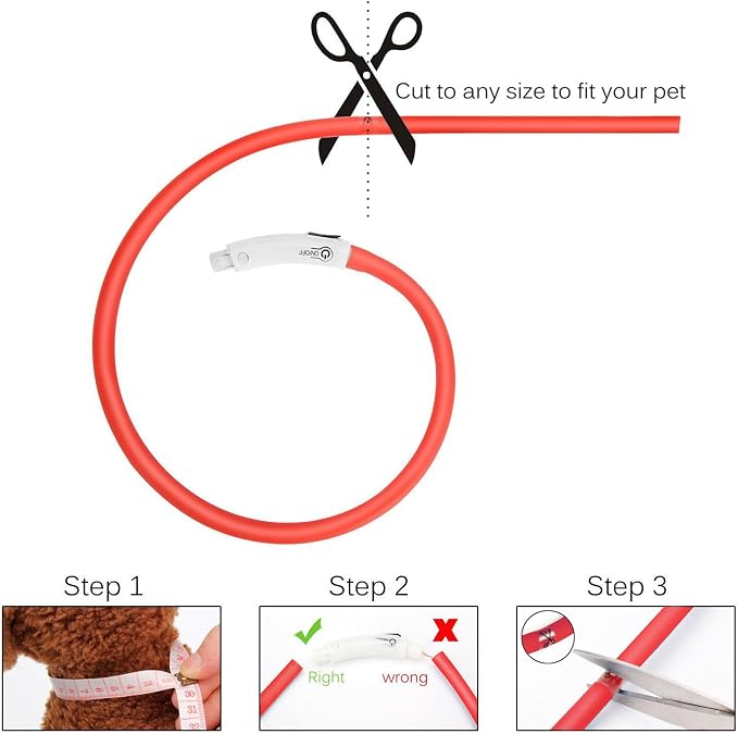 LED Dog Collar,USB Rechargeable Glowing Dog Collars, Light Up Collar Improved Pet Safety &Visibility at Night, 3 Flashing Modes,Water-Resistant LED Lighted Fits for Small Medium Large Dogs - Image 6