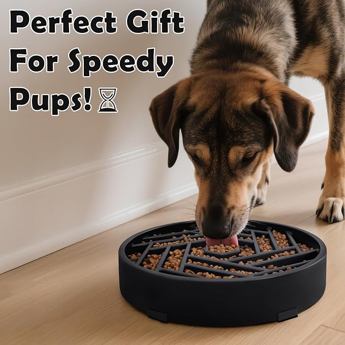 TOBYTO Slow Feeder Dog Bowls Large Medium Breed,Anti-Choking Slow Eating Dog Food Bowl,Non Slip Pet Slower Food Feeding Bowls Large Puzzle Slow Feeder Bloat Stop Maze Dog Dishes,Black - Image 9