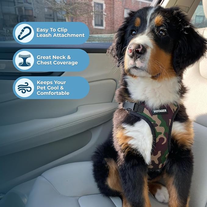 Voyager Step-in Lock Dog Harness - Army/Black Trim, Medium | 17 - 21" in Chest, Adjustable, Breathable Air Mesh, Lightweight for Daily Walks, Strong Clips, Heavy Duty D-Ring - Image 3