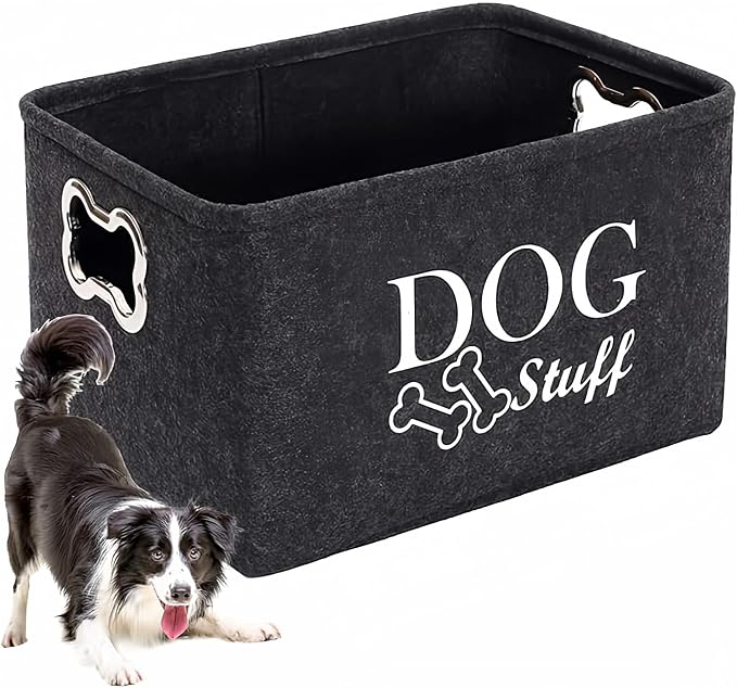 Dog Toy Bin Box Basket Storage container，Pet Toy Basket Bin Box For Dog Toys，Dog Toy Baskets With Metal Handles by Sappet