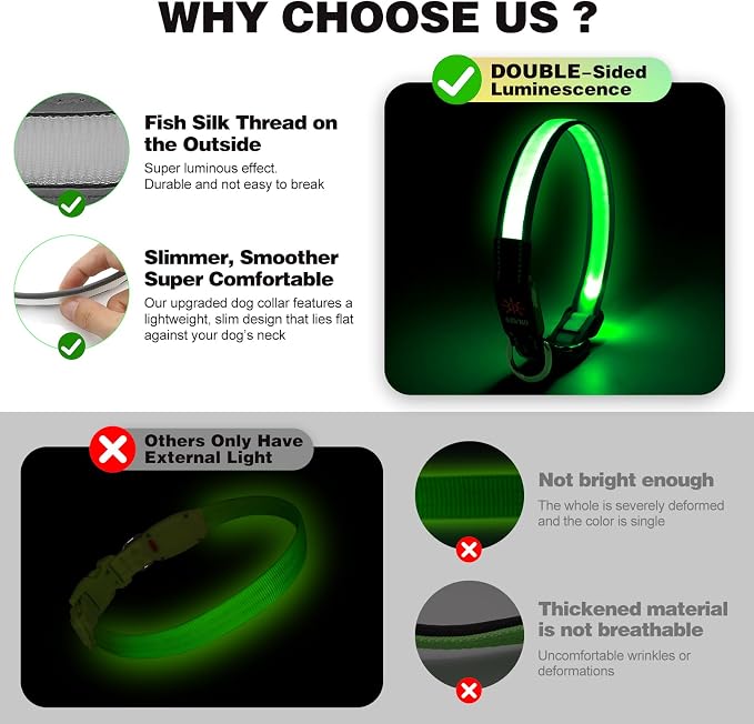 Light Up Dog Collar, Multicolor LED Dog Collar with 7 Lighting Modes - USB-C Rechargeable, Real-Time Battery Indicator, Waterproof & Adjustable Glow Collar for Safe Night Walks (L) - Image 4