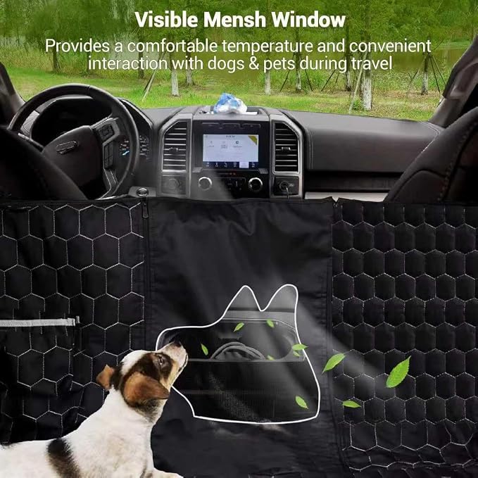 Meginc Dog Car Seat Cover for Trucks, Dog Seat Cover for Back Seat Protector F150 Ram 1500, Waterproof Dog Hammock for Truck with Mesh Window Heavy Duty Seat Cover for F-Series/GMC Sierra/Silverado - Image 3