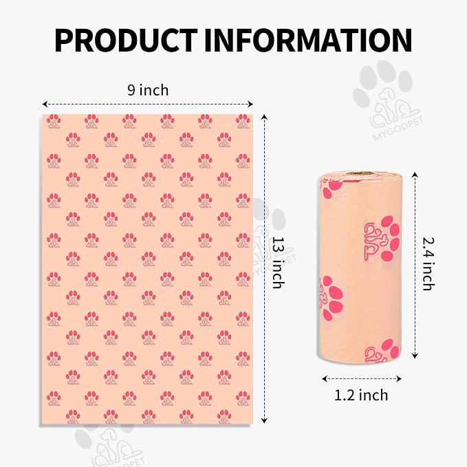 Dog Poop Bags Rolls 300 Count Biodegradable Poop Bags Refills for Dog and Cat Cherry Blossom Scented Waste Bag Leak Proof Doggie Poop Bag Doggy Trash Bag Pink - Image 2