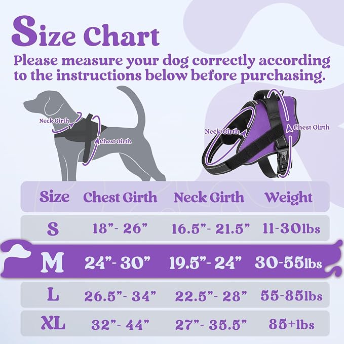rabbitgoo No Pull No Choke Pet Vest, Adjustable Pet Harness with Molle | Medium Sized Dog Harness, Reflective, Easy Wearing with One Buckle for Walking, Training, Purple, M - Image 2
