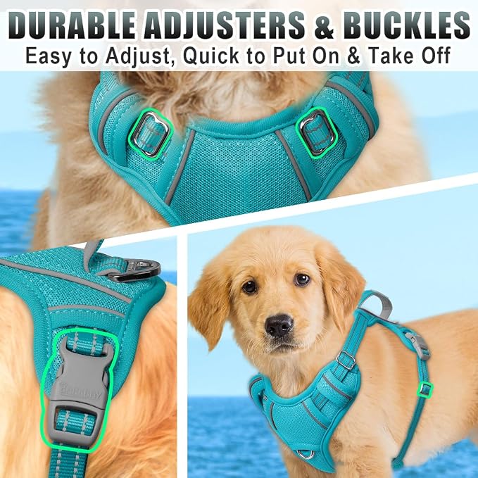 BARKBAY No Pull Dog Harness Large Reflective Dog Harness with Front Clip and Easy Control Handle for Walking Training Running with ID tag Pocket(Ocean Blue,S) - Image 8