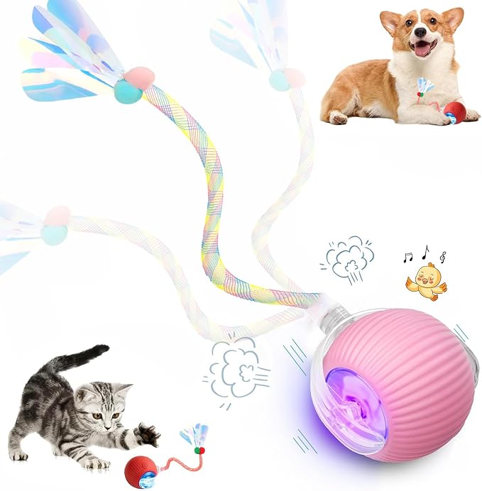 Speed 2.0 Tail Interactive Cat Toys for Indoor Cats, Moving Cat Toy | Chirping & Motion Activate Cat Toy, Smart Kitten Toys Rolling Ball Moving Ball, Electric Dog Cat Ball for Enrichment Exercise by Unknown