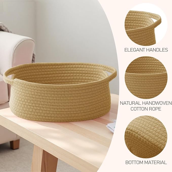 JMvicyroam Small Woven Basket, Empty Gift Basket, Jute/2 Pack | Small Gift Basket, Cotton Rope, 12 x 8 x 34 in, Handles, Includes Ribbon and Bag, Birthday Gift Basket - Image 3