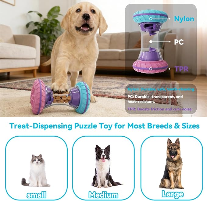 MateeyLife Interactive Dog Puzzle Toy for Small Medium Large Dogs | Adjustable Treat Dispensing Slow Feeder, Interactive Dog Toys Roller, Boredom Relief Enrichment Toys to Keep Them Busy - Image 2
