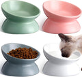 Hushee 4 Pcs Ceramic Raised Cat Food Bowls Elevated Tilted Dish Anti Vomiting Food or Water Bowls Pet Supplies by Hushee