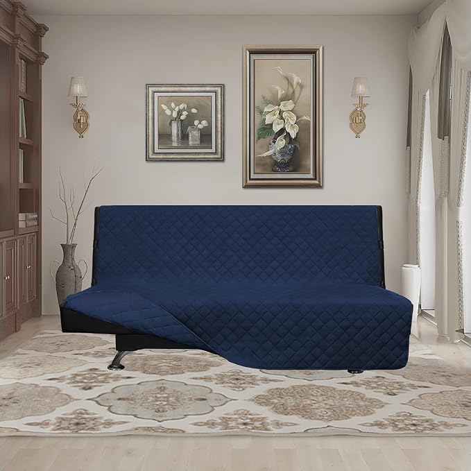 Easy-Going Reversible Couch Cover, Large Futon Sofa, Navy/Navy | Machine Washable Slipcover For Dogs, Water Resistant Furniture Mat For Living Room, Non-Slip Sofa Cover, Pet Friendly - Image 2