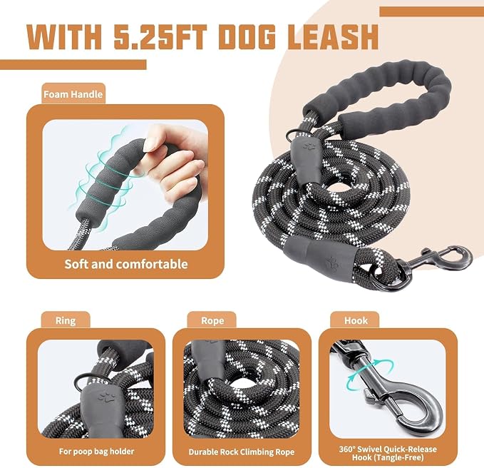 AUROTH Dog Harness and Leash Set for Medium Sized Dog, No Pull Dog Vest | with 5.25FT Dog Leash, Breathable Soft Padded, No choke, Reflective Tactical, Easy to Put on & Take Off - Turmeric Medium - Image 4