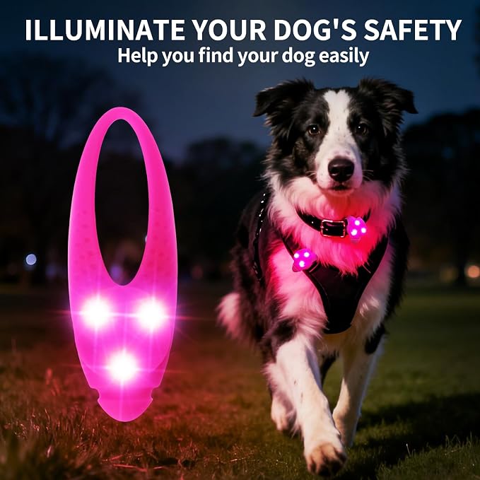 LaRoo Dog Lights for Night Walking, LED Dog Collar Lights for Nighttime, Clip On Light up Dogs Collar Walking Light (Pink) - Image 3