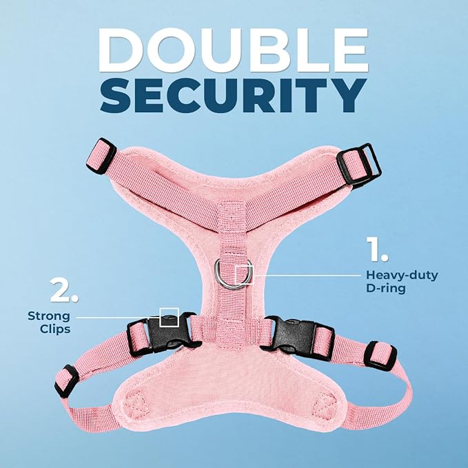 Voyager Step-in Lock Dog Harness - Pink, Large | 20 - 25" in Chest, Adjustable, Breathable Air Mesh, Lightweight for Daily Walks, Strong Clips, Heavy Duty D-Ring - Image 2