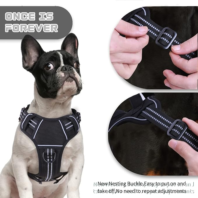 No Pull Dog Harness for Medium Dogs, Adjustable No Choke Pet Vest with Dog Leash Fit Smart Reflective Pet Walking Harness for Training Easy Control Soft Handle Black S - Image 4