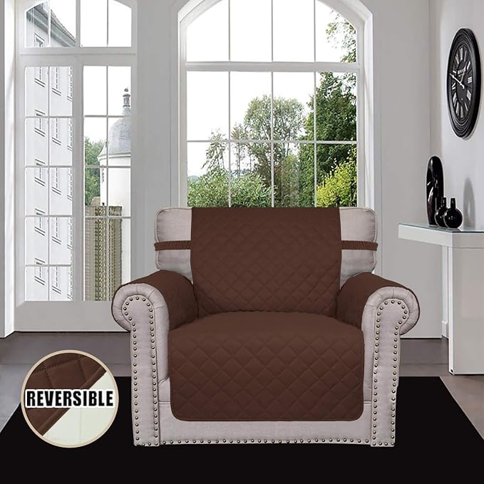 Easy-Going Reversible Couch Cover, Small Chair, Coffee/Ivory | Machine Washable Slipcover For Dogs, Water Resistant Furniture Mat For Living Room, Non-Slip Sofa Cover, Pet Friendly - Image 2