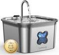 FEELNEEDY Cat Water Fountain, 304 Stainless Steel - 95oz/2.8L Faucet-Style Pet Drinking Fountain for Cats & Small Dogs, Ultra-Quiet <20dB, Dishwasher Safe, 4-Stage Filtration & Water Level Window by FEELNEEDY