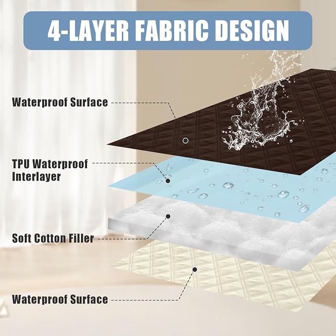 Smiry Waterproof Reversible Pet Couch Covers for Dogs | Pet Friendly, Soft Fabric, Washable Sofa Furniture Protector for Dogs Cat Kids, Checkered (30"x70", Chocolate/Beige) - Image 3