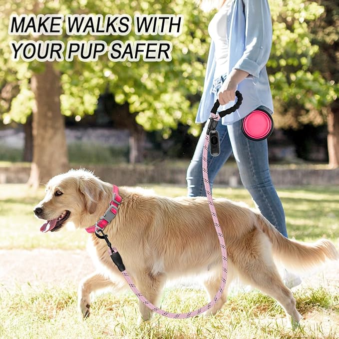 BARKBAY Dog Leashes for Large Dogs Heavy Duty Dog Leash 4/5/6 FT with Comfortable Padded Handle and Highly Reflective Threads for Medium Large Dogs Walking Training Running (4FT-1/2,Baby Pink) - Image 3
