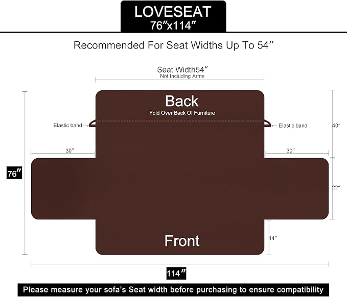 U-NICE HOME Loveseat Sofa Cover for 2 Cushion Couch, Sand/Beige | 54''Oversized Loveseat Cover Washable, Pet Friendly, Elastic Straps, Water Repellent, Furniture Protector for 2 Cushion - Image 7