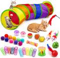 AILUKI 33PCS Cat Toys Variety Pack for Indoor Cats, Kitten Toys Cat Tunnel | Kitten Toys for Indoor Kittens Cat Toy Bundle Set with Feather Teaser Wand, Springs Balls Bell Mice & Interactive Cat Toys by AILUKI