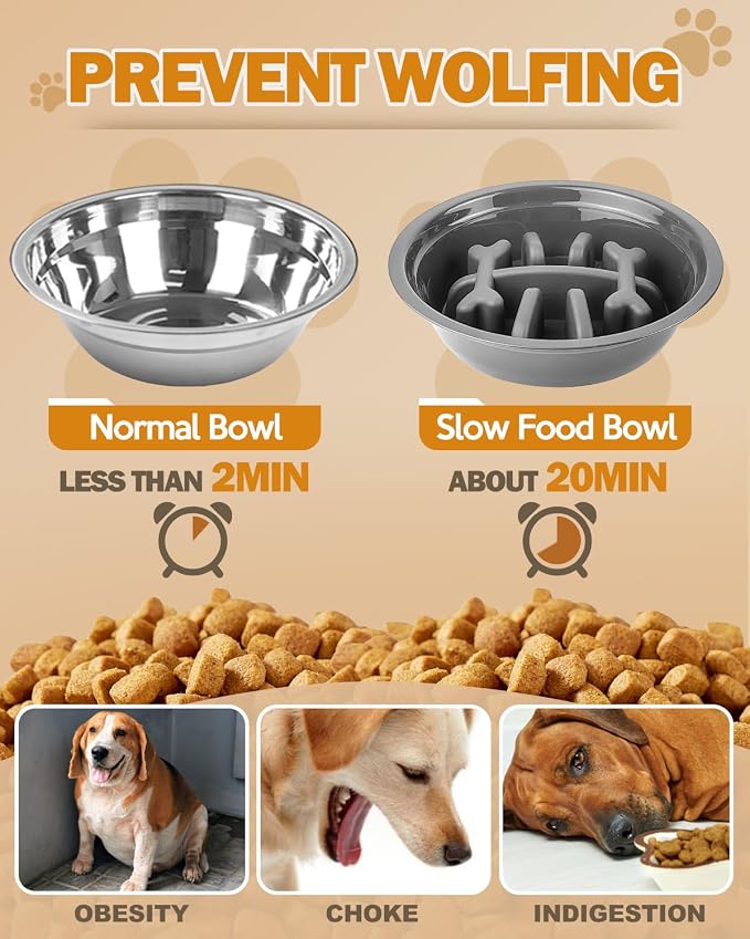 Jovrun Elevated Dog Bowls for Medium Large Size Dogs, Non-Slip Dog Feeder with 1*Stainless Steel Dishes & 1*Slow Feeder Bowl, 5 Heights Adjustable Raised Bowls to 3.15″-8.66″-9.84″-11.02″-12.2″ - Image 5