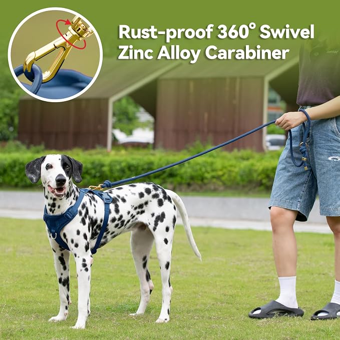5FT Dog Leash Puppy Cat Rope Lead for Small Medium Large Dogs | Prussian Blue,with Anti-tangle Swivel Clip,Non-slip Grip Handle,Ideal for Daily Walks and Training - Image 6