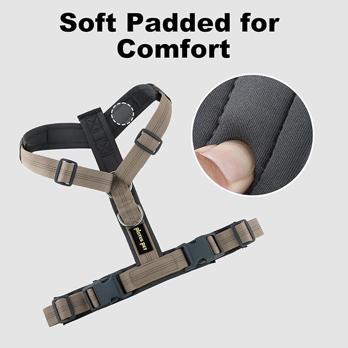 Plutus Pet No Pull Dog Harness, Adjustable Nylon Harness with Soft Padding | Reflective with Front Clip, Heavy Duty for Training and Walking, for Small Medium Large Dogs, Beige, M - Image 3