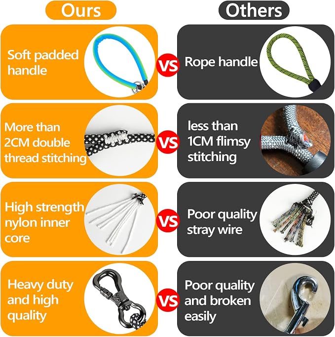 NTR Long Leash for Dog Training, 50FT Rope Lead with with 2 Swivel Hooks and Comfortable Padded Handle for Dog Leash for Small Medium and Large Dogs Walking Training Hiking Camping Playing - Image 5