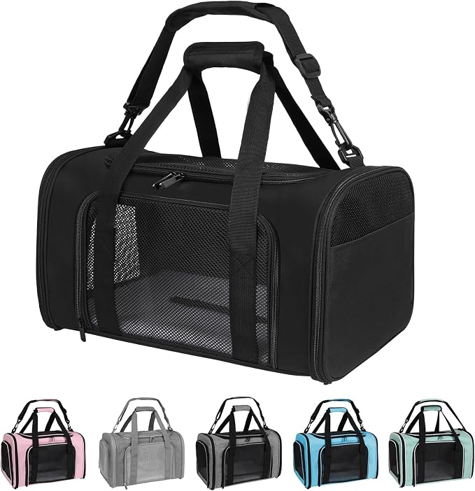 Carriers Soft-Sided Pet Carrier for Medium Large Cats Dogs Under 35Lbs,Breathable Mesh Ventilation Design,Airline Approved Cat Carrying Case(X-Large,Black) by Yipincover