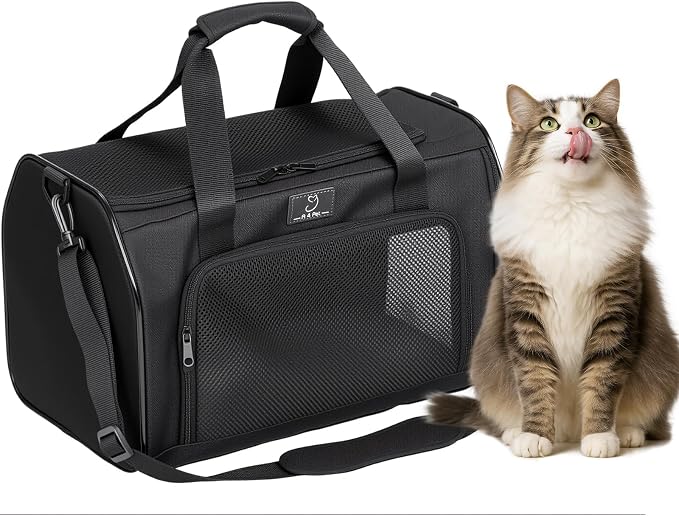 A 4 Pet Airline Approved Pet Carrier, TSA Bag, Up to 15 lbs, Washable | Soft-sided, foldable, ventilated, fleece pad, safety straps, for cats & dogs by A4PET