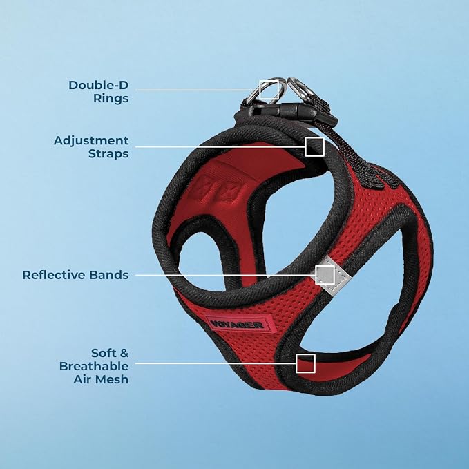 Voyager Step-in Air Dog Vest Harness - Red/Black Trim, Medium | 16 - 18" in Chest, Reflective Bands, All Weather Breathable Air Mesh, Cats Compatible, Lightweight, Fast Drying - Image 4