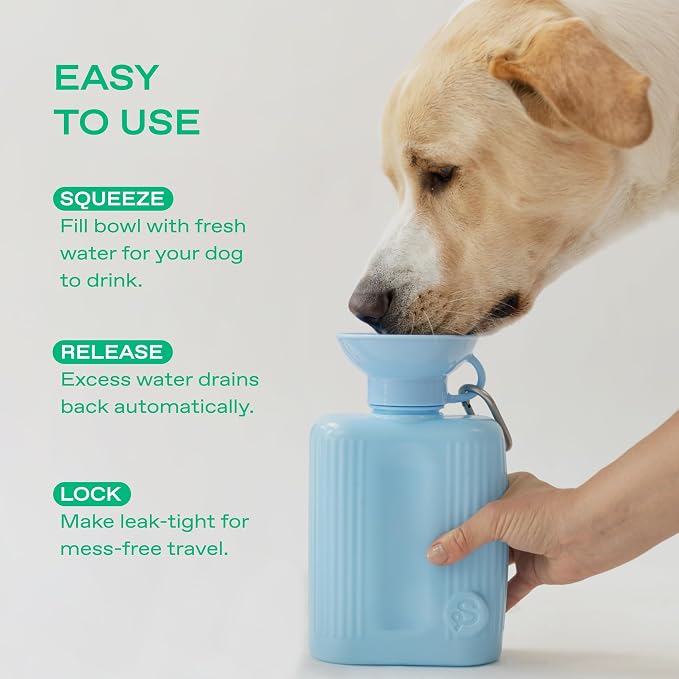 Springland 44oz Classic Portable Dog Water Bottle with Built-in Bowl, Gray | Leak-proof, BPA-free, one-hand squeeze, for travel & hiking, fits car cup holders, great dog gift, as seen on Shark Tank - Image 4