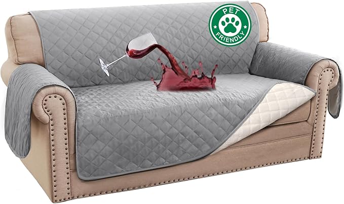 Turquoize 100% Waterproof Couch Cover Sofa Covers for 2 Cushion Couch Loveseat Covers Triple Non-Slip Couch Cover for Dogs Washable Furniture Protector Cover for Pets, Kids(Loveseat 54",Dove Gray) by Turquoize
