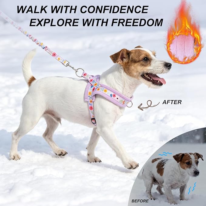 BEAUTYZOO Small Dog Harness and Leash Set, No Pull Step in Puppy Vest | Adjustable Quick Fit No Choke Escape Proof, Breathable with Handle, Lightweight, Easy Control for Walking, Floral S - Image 4