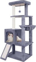 TWDEPART 55" All-in-One Cat Tree Tower with Scratching Board & Posts Cozy Sleeping Perch Hammock and Toy Balls,Grey by TINWEI