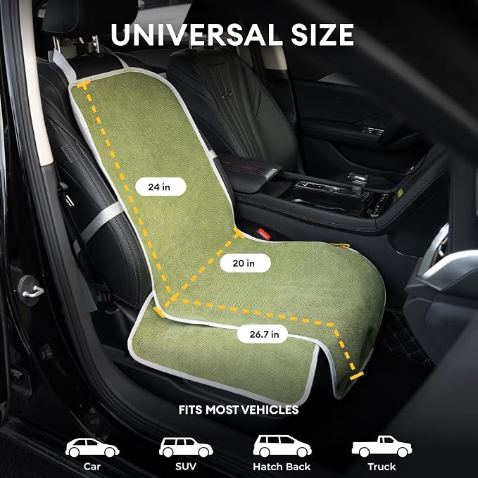 FUNNY FUZZY Dog Car Seat Cover for Front Seat, Dog Seat Cove Waterproof, Scratchproof Non-Slip Car Seat Protector, Universal Fit Most Cars, SUVs, Trucks, Green - Image 2