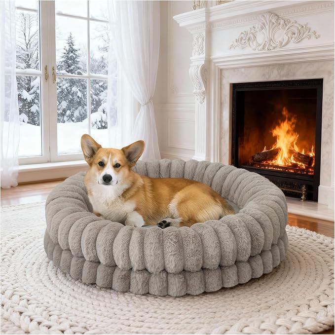 BALANCE Luxury Donut Dog Bed, 30 Inches Round Dog Bed Medium Size Dogs Washable, Orthopedic Calming Dogs Bed for Pets with Anti-Slip Bottom, Oatmeal - Image 9