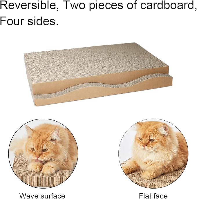 Cat Scratcher Pad Cardboard Scratch Box for Indoor Cats and Kittens | 2PCS in 1 Corrugated Scratching Board Reversible Durable with Catnip - Image 4
