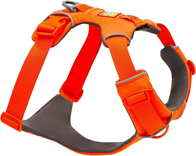 Ruffwear, Front Range Dog Harness, Reflective Soft Padded Everyday Harness with Dual Leash Clips, Adjustable and Lightweight Fit for Training or Walking for All Dogs, Blaze Orange, Large/X-Large by RuffwearInc