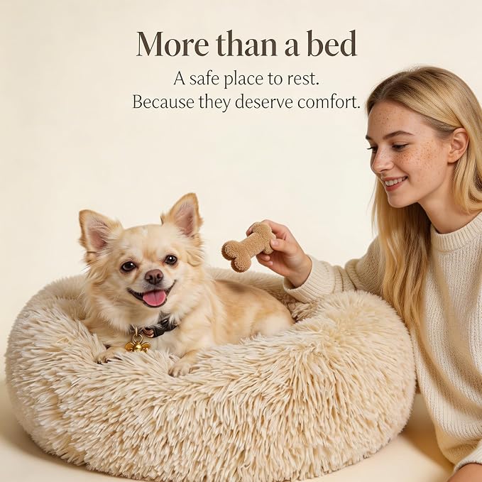 nononfish Puppy Bed for Small Dogs,Calming Donut Round Pet Bed | Comfortable plush bed for everyday indoor pet rest. - Image 8